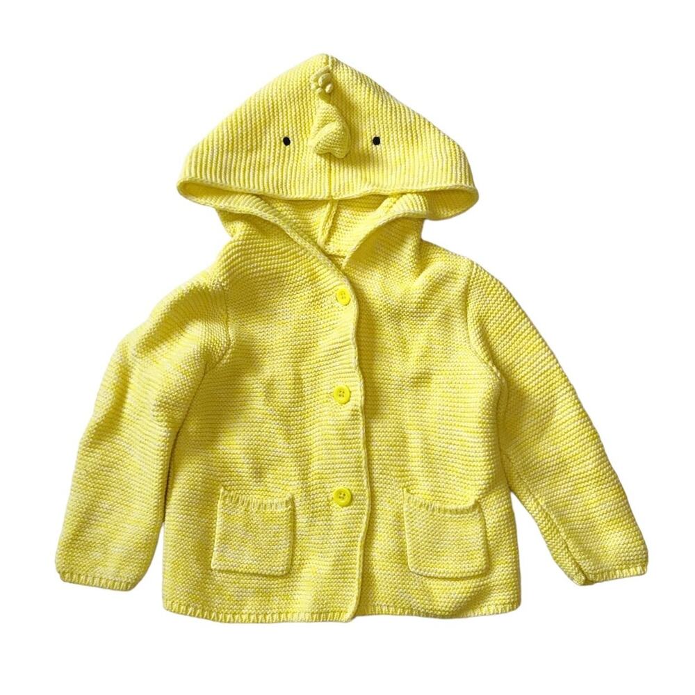 Baby Gap Marbled Yellow Hooded Cardigan Sweater 6-12M